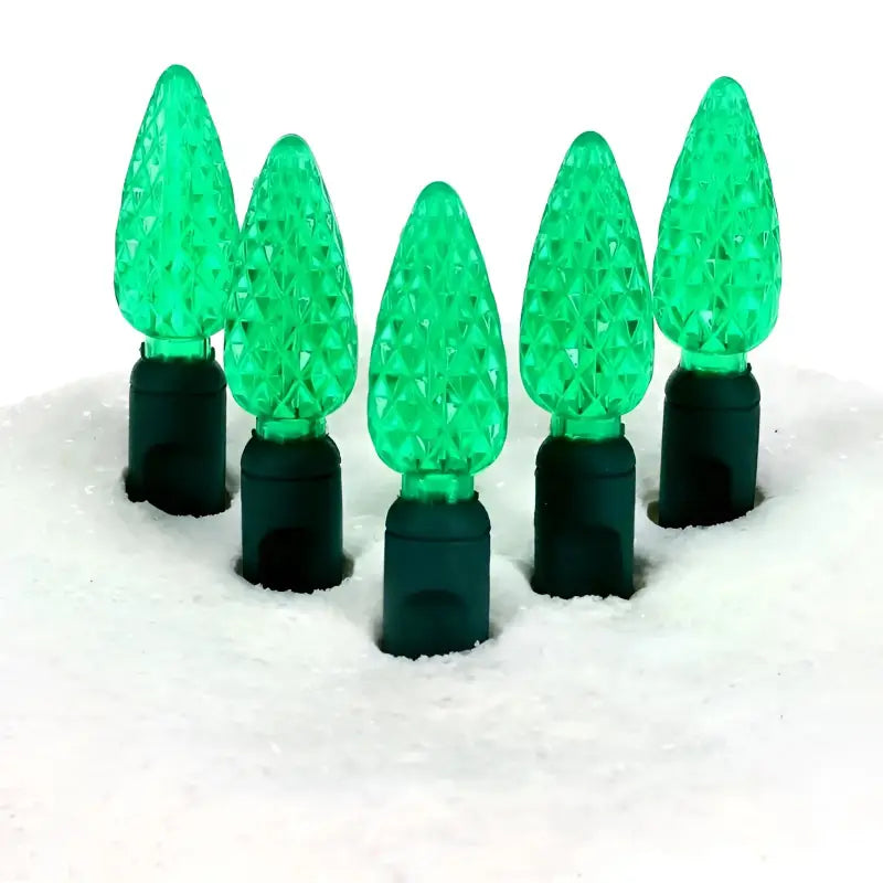 100 C6 Green LED Christmas Light Set 4’’ Spacing - Christmas Lights