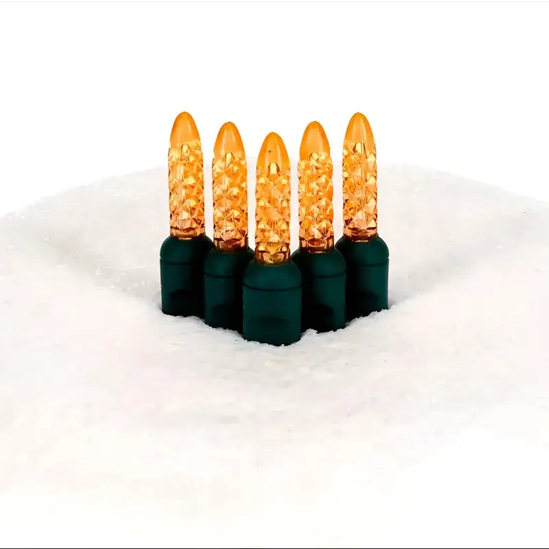 100 M5 Orange LED Christmas Lights 4’’ Spacing Green Wire - Christmas Lights