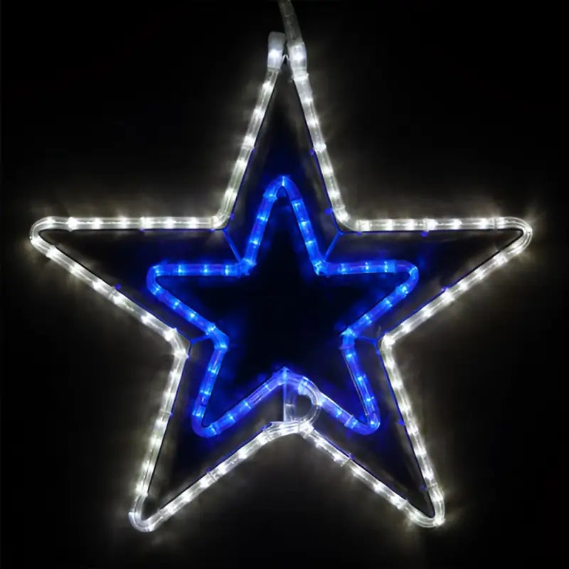 22’’ Blue and Cool White LED Double 5 Point Star - Wireframes Displays and Yard Art