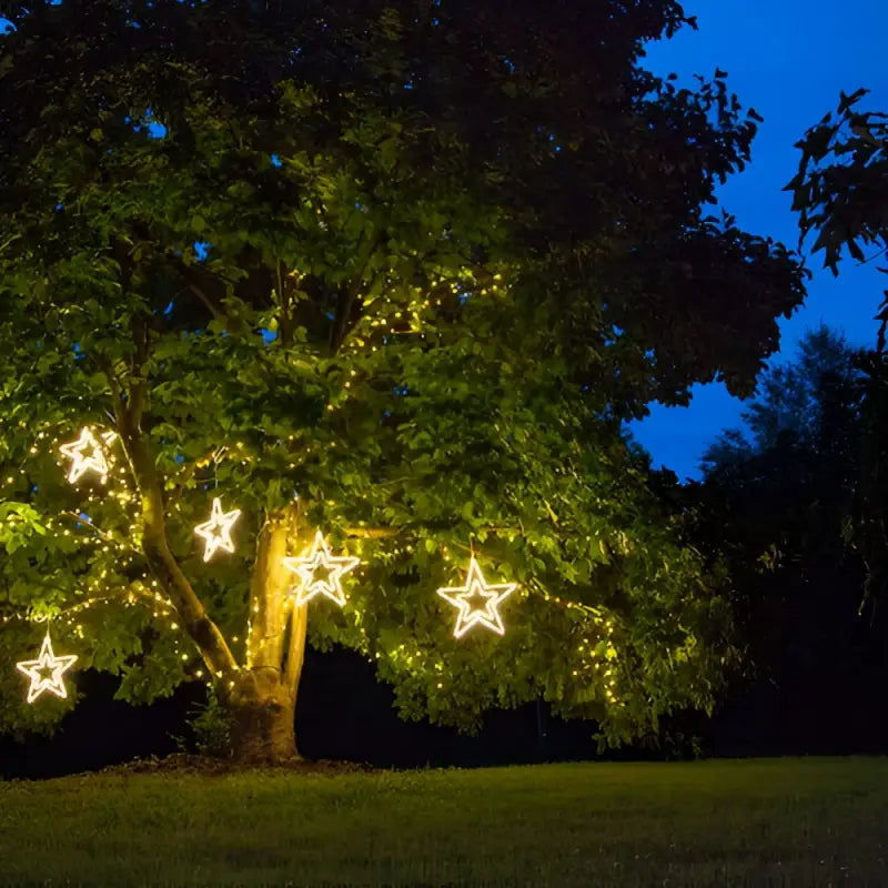 24’’ Warm White LED Double 5 Point Star - Wireframes Displays and Yard Art