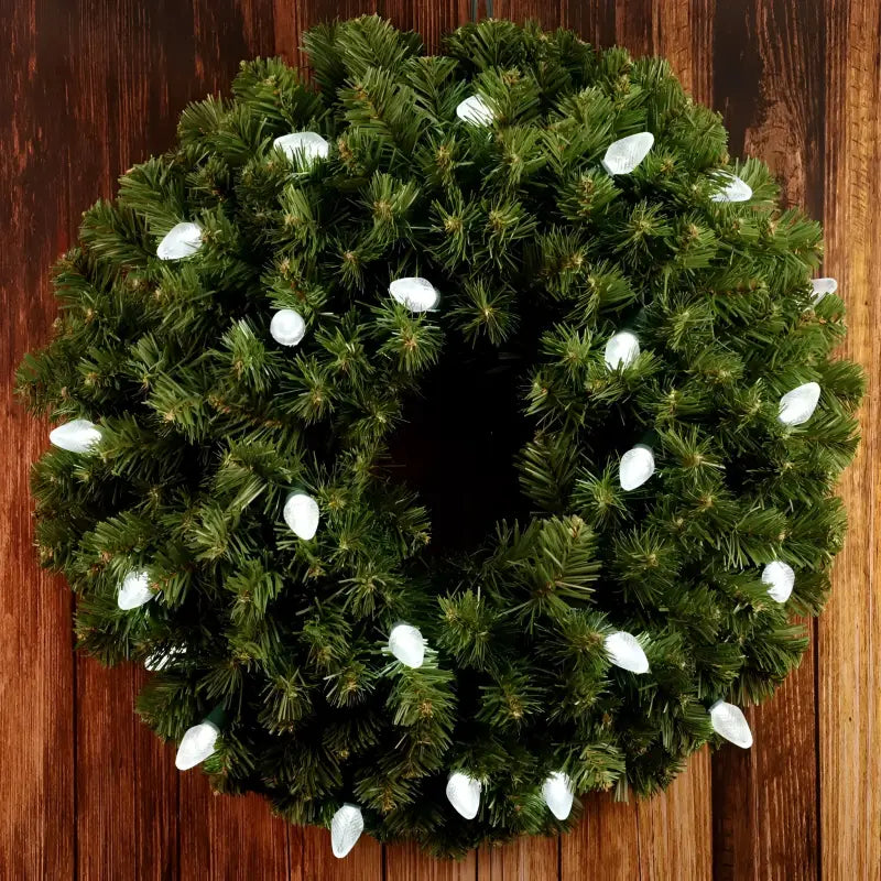 25 C7 Cool White LED Christmas Lights 8’’ Spacing - Christmas Lights