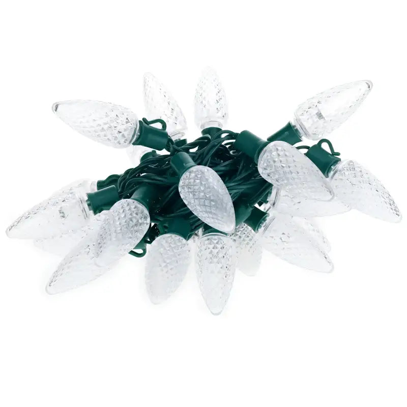 25 C9 Cool White LED Christmas Lights 8’’ Spacing - Christmas Lights