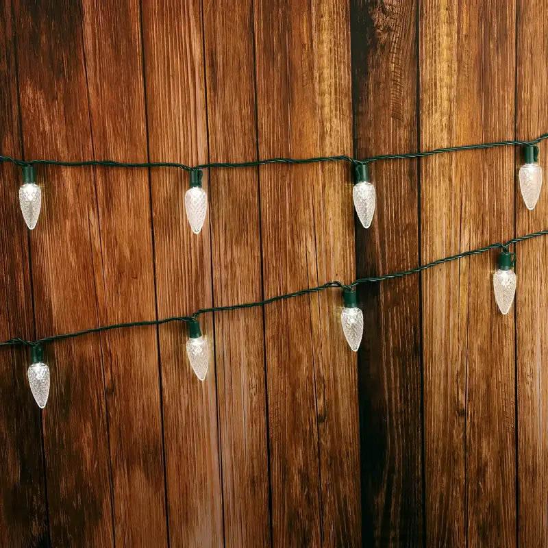 25 C9 Cool White LED Christmas Lights 8’’ Spacing - Christmas Lights