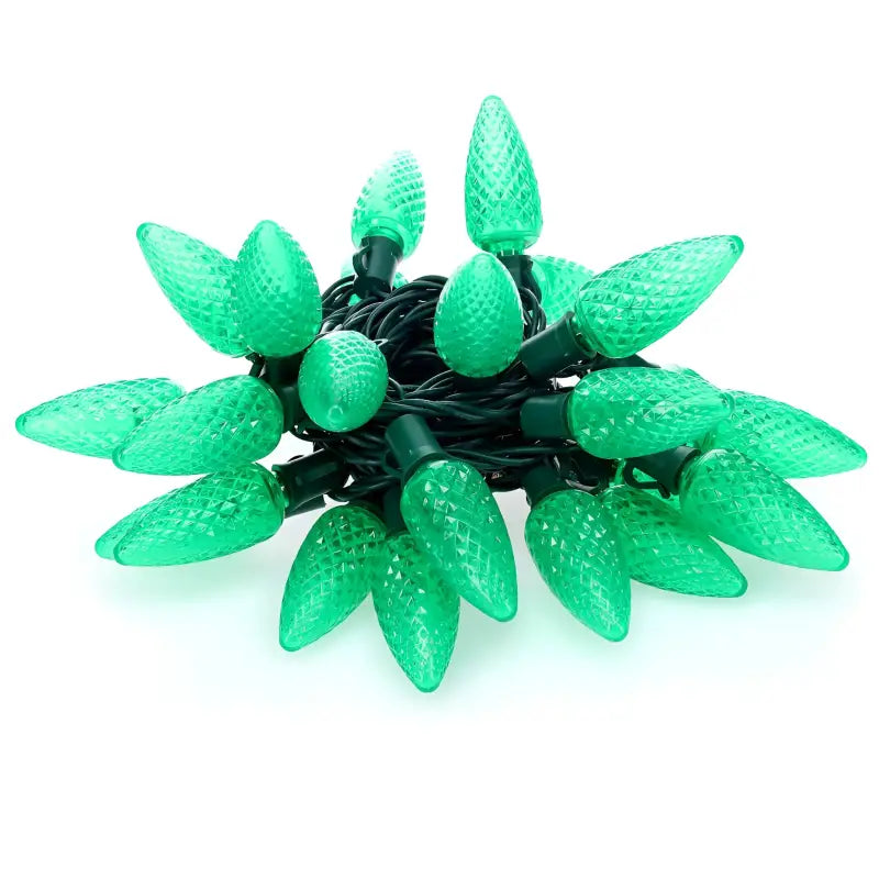 25 C9 Green LED Christmas Lights 8’’ Spacing - Christmas Lights