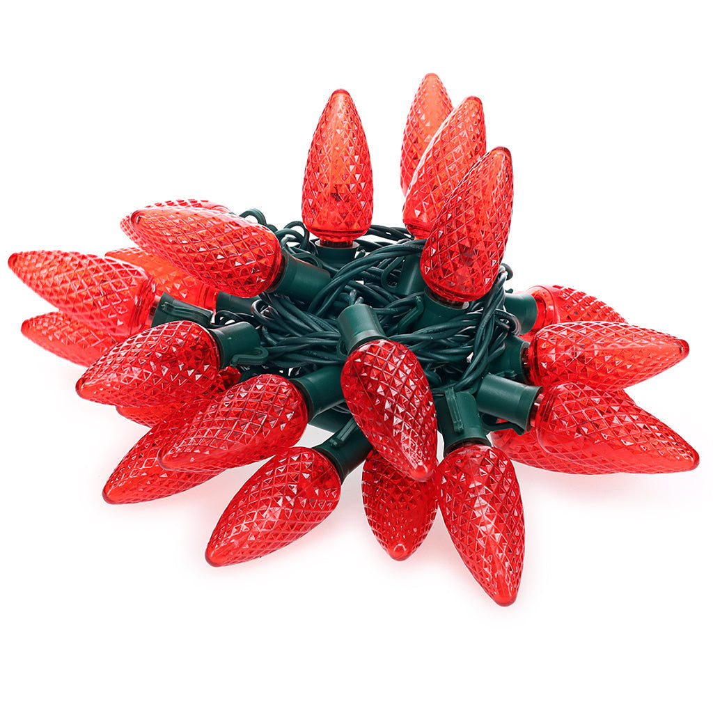 25 C9 Red LED Christmas Lights 8’’ Spacing - Christmas Lights