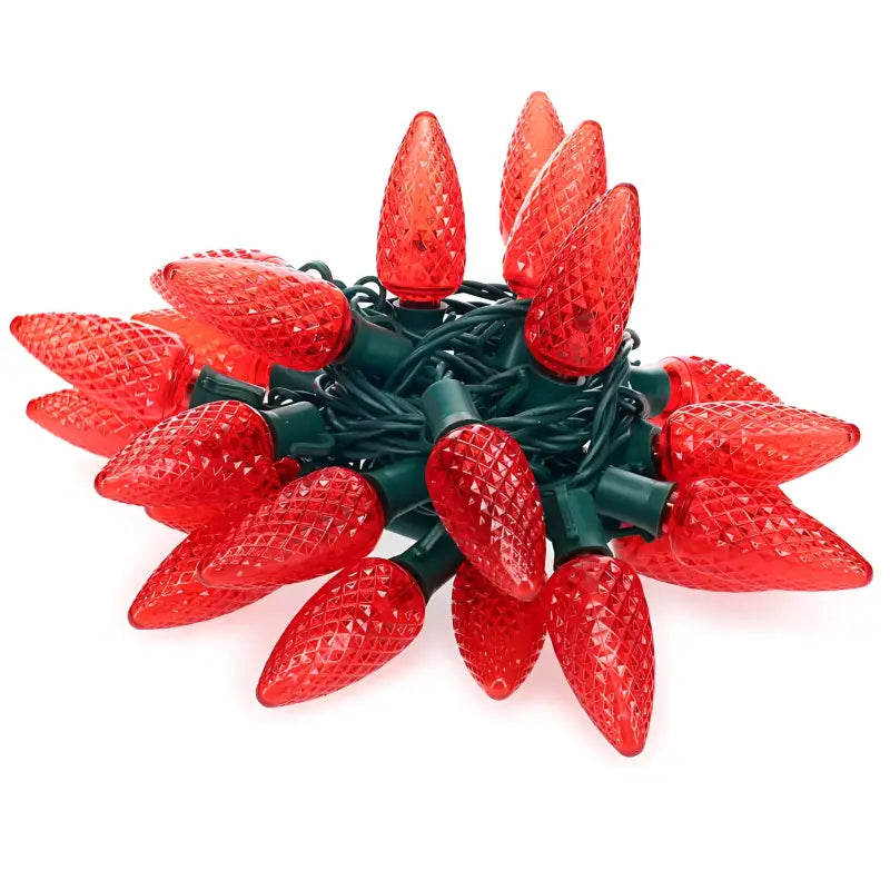 25 C9 Red LED Christmas Lights 8’’ Spacing - Christmas Lights