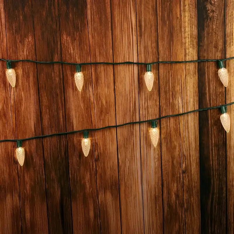 25 C9 Warm White LED Christmas Lights 8’’ Spacing - Christmas Lights