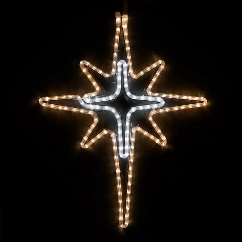28’’ Warm White and Cool White LED Bethlehem Star with Cross Center - Wireframes Displays and Yard Art