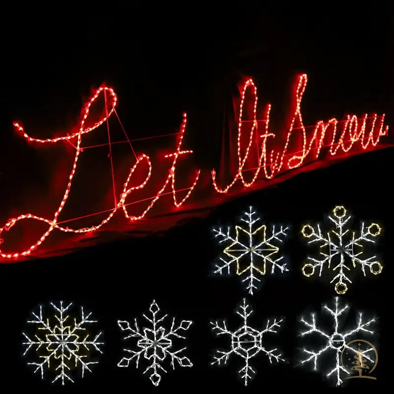 4ft Tall Let It Snow w/ RGB Lights and 6 Unique Snowflakes - Designer Series Display - Complete Scene - Wireframes