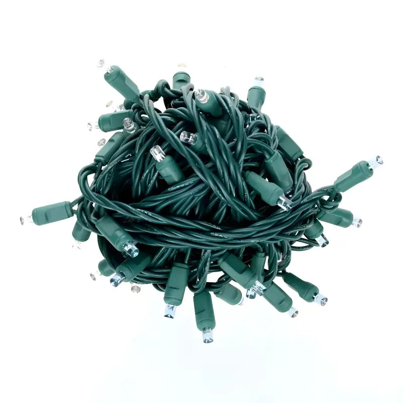 50 5mm ColorSplash Blue Taffy Warm White Teal LED Christmas Lights 6’’ Spacing - Christmas Lights