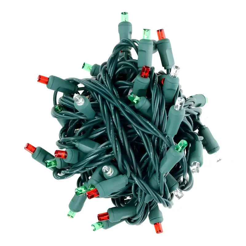 50 5mm ColorSplash Christmas Red Green Cool White LED Christmas Lights 6’’ Spacing - Christmas Lights