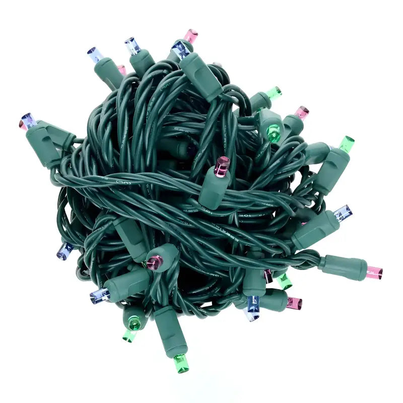 50 5mm ColorSplash Colombia Blue Green Purple LED Christmas Lights 6’’ Spacing - Christmas Lights