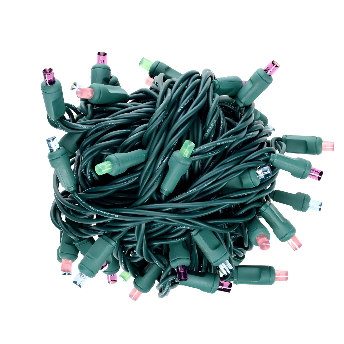 50 5mm ColorSplash Gingerbread Pink,Teal Lime Green Purple LED Christmas Lights 6’’ Spacing - Christmas Lights