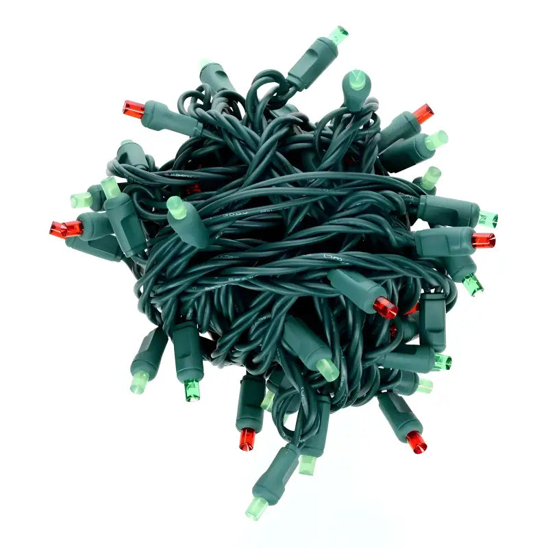 50 5mm ColorSplash Holly Red Green Lime Green LED Christmas Lights 6’’ Spacing - Christmas Lights