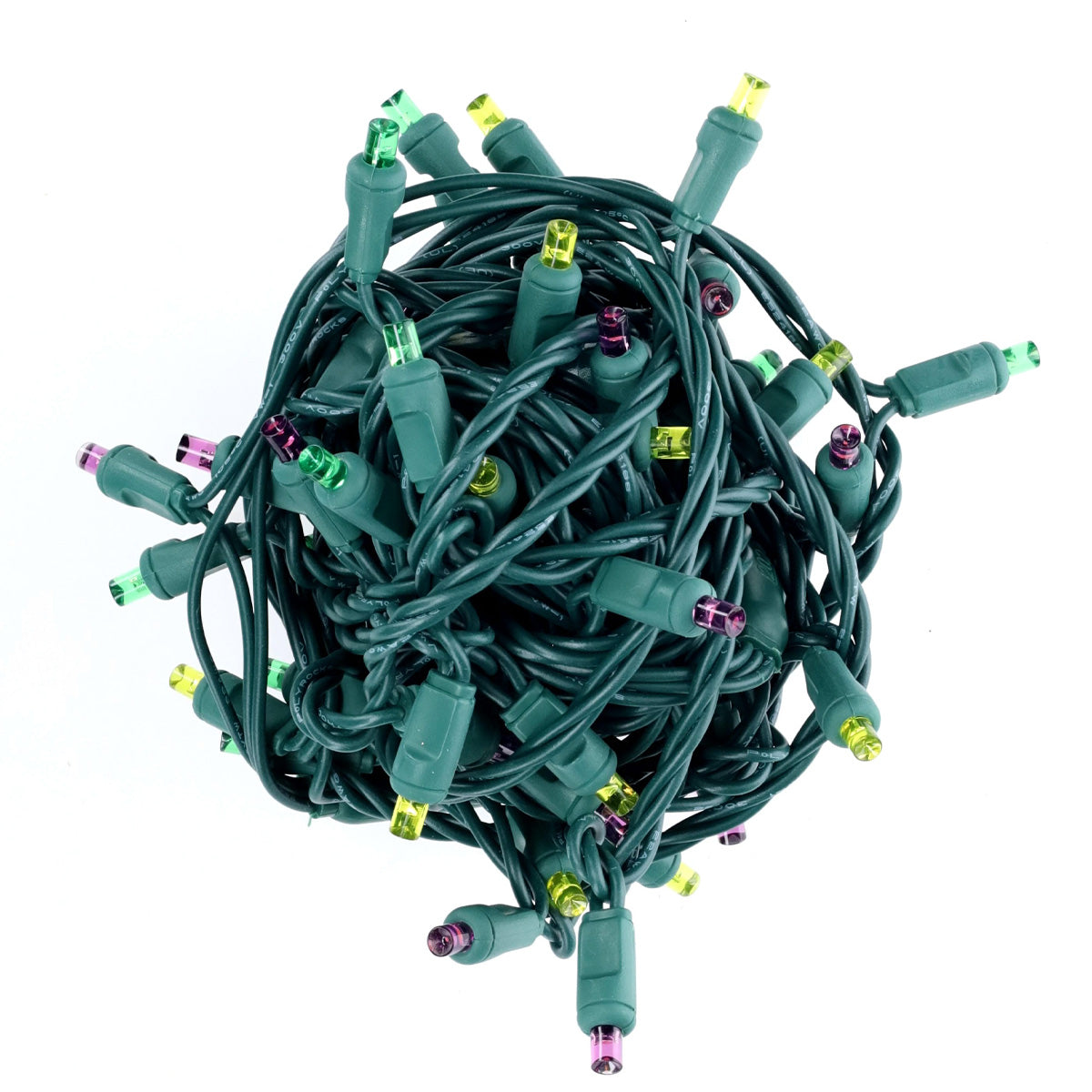 50 5mm ColorSplash Mardi Gras Purple Green Gold LED Christmas Lights 6’’ Spacing - Christmas Lights