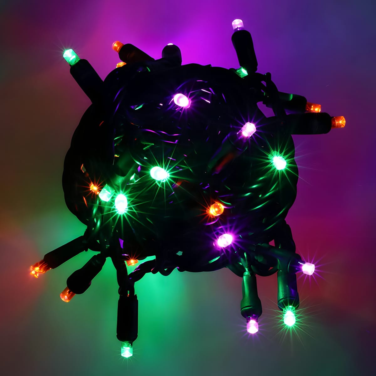 50 5mm ColorSplash Spooky 5mm Multicolor LED Christmas Lights 6’’ Spacing - Christmas Lights