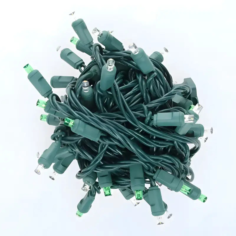 50 5mm ColorSplash Winter Warm White Cool White Green LED Christmas Lights 6’’ Spacing - Christmas Lights