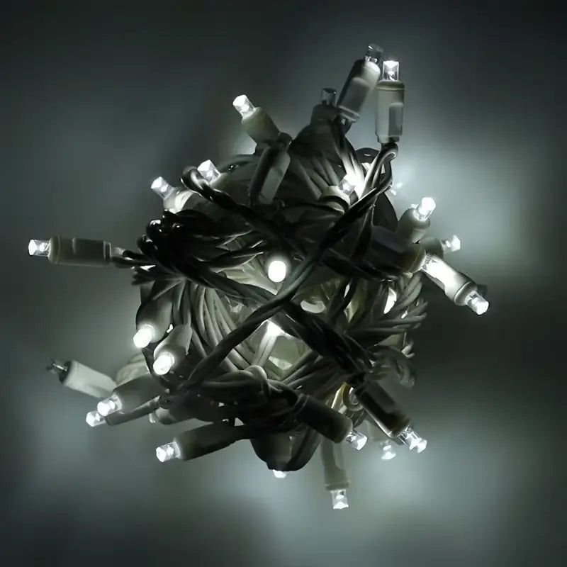 50 5mm Cool White QuadSpark Strobing/Static LED Strobe Lights 6’’ Spacing White Wire Christmas Lights