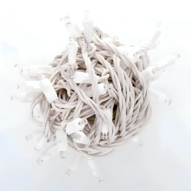 50 5mm Cool White SuperSpark LED Strobe Lights 6’’ Spacing White Wire Christmas Lights