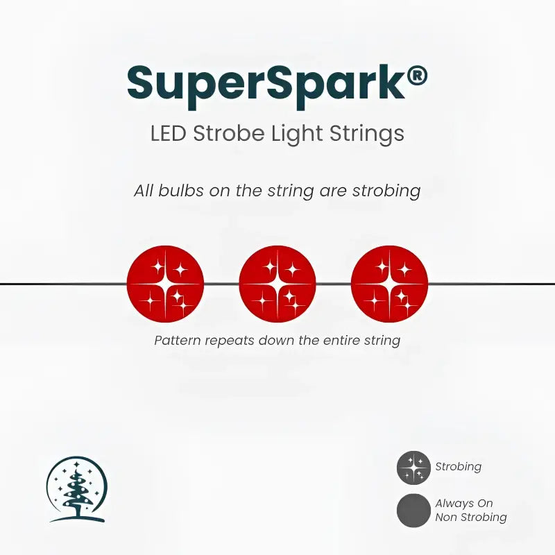 50 5mm Red SuperSpark LED Strobe Lights 6’’ Spacing - Christmas Lights