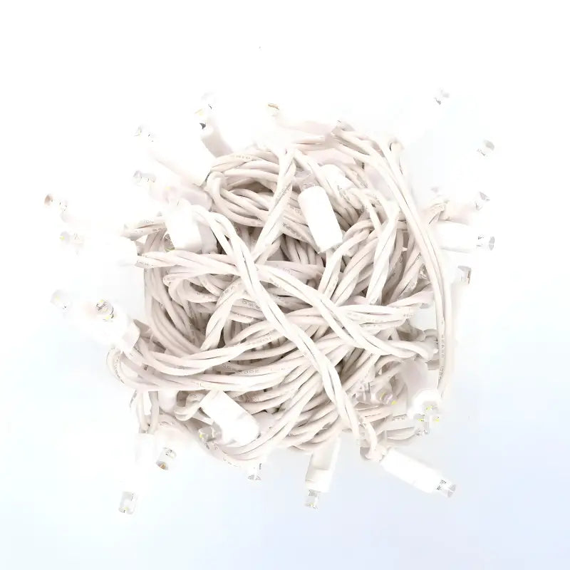 50 5mm Warm White QuadSpark Strobing/Static LED Strobe Lights 6’’ Spacing White Wire Christmas Lights