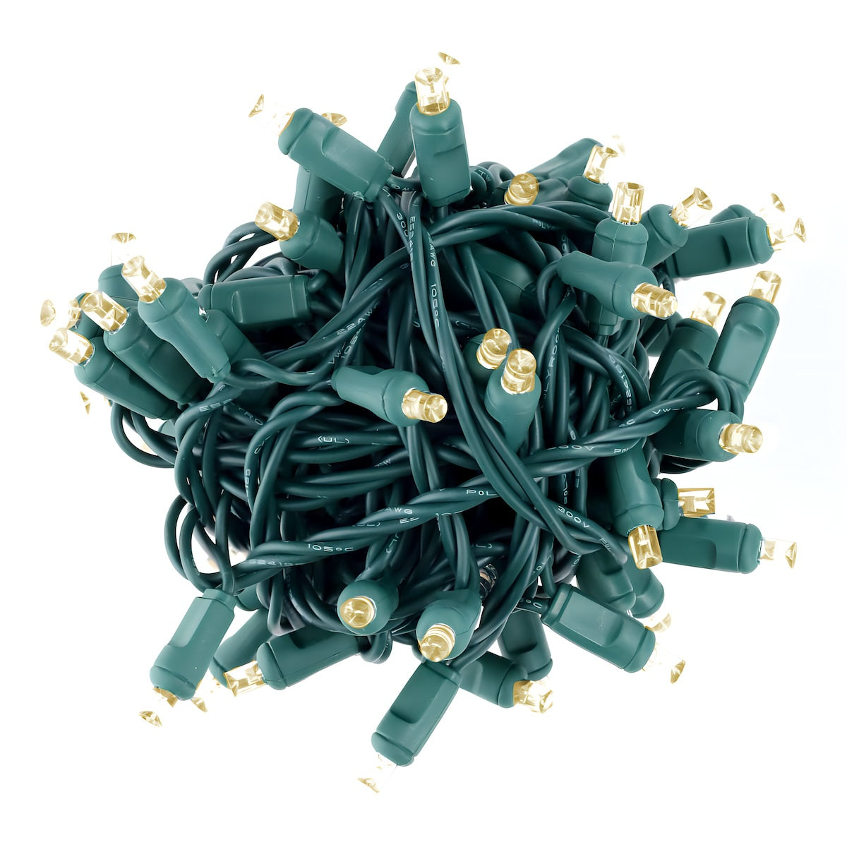 5mm Warm White LED Christmas Lights 50 Bulbs 4’’ Spacing - Christmas Lights