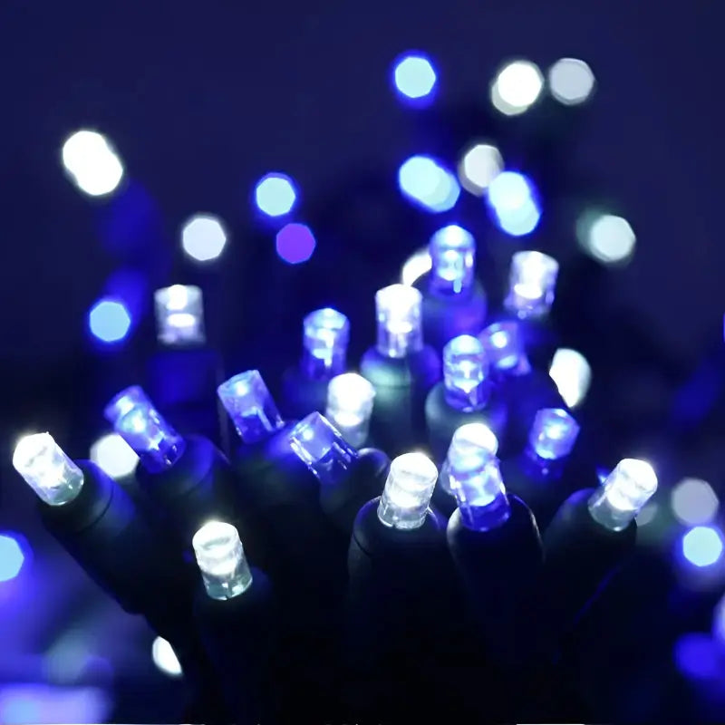 70 5mm Blue Cool White LED Christmas Lights 4’’ Spacing - Christmas Lights