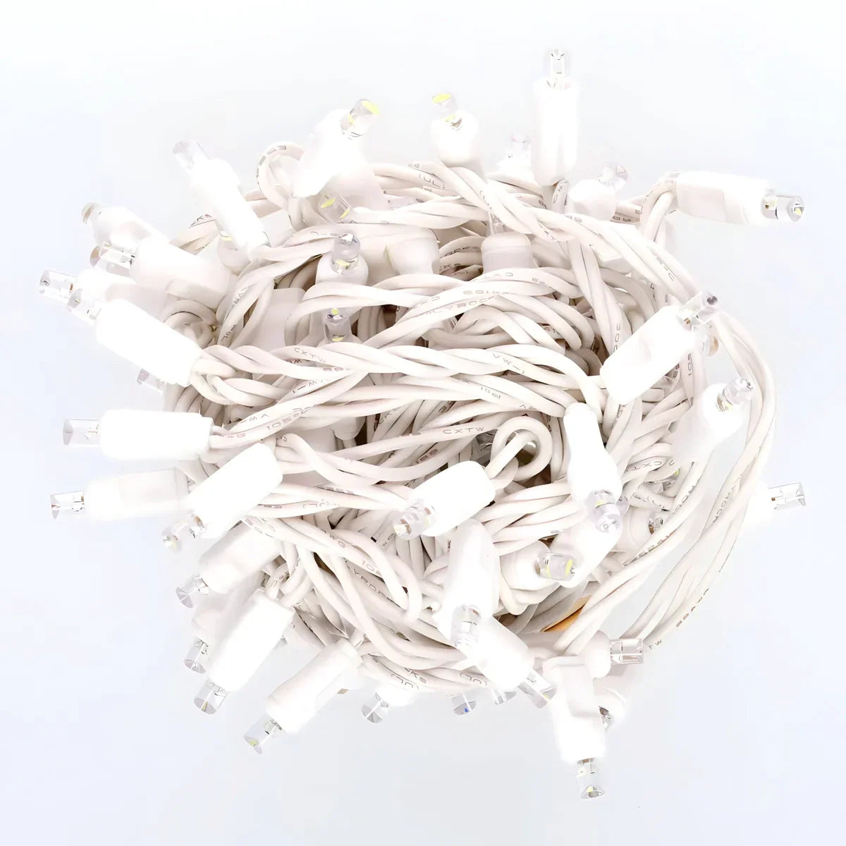 70 5mm Cool White DreamSpark Slow Fade LED Christmas Lights 4’’ Spacing White Wire - Christmas Lights