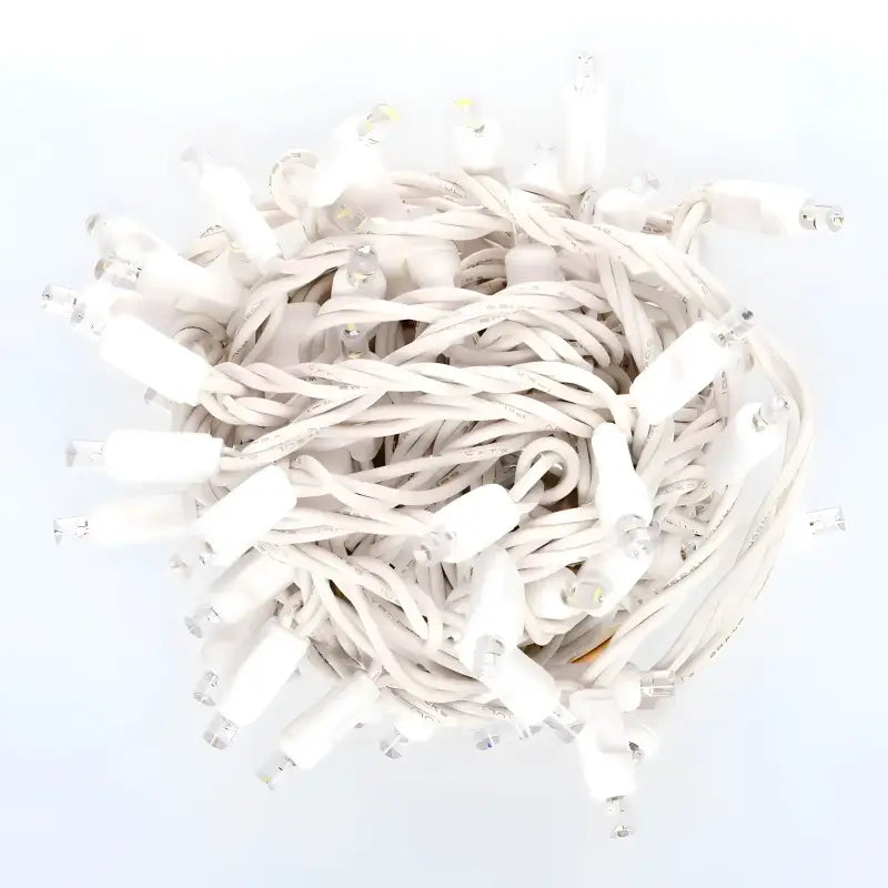 70 5mm Cool White DreamSpark Slow Fade LED Christmas Lights 4’’ Spacing White Wire - Christmas Lights