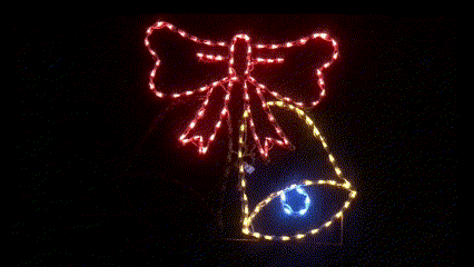 Animated Bell With Ribbon, Lighted Outdoor Christmas Display - Wireframes Displays and Yard Art