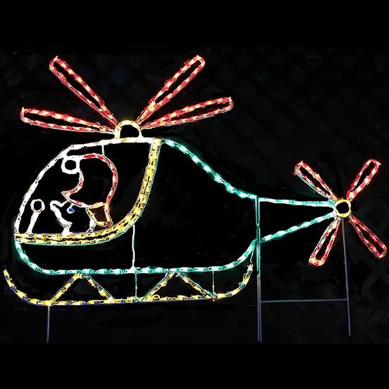Animated Elf in Helicopter Ships in 2 Pieces - Wireframes Displays and Yard Art