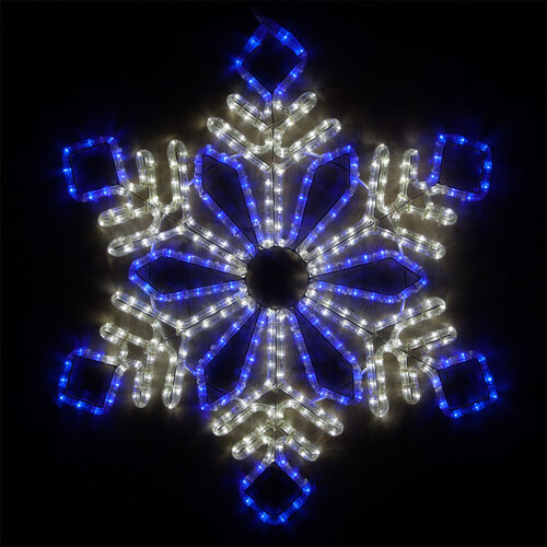 28" Diamond Flower Snowflake, Blue and Cool White
