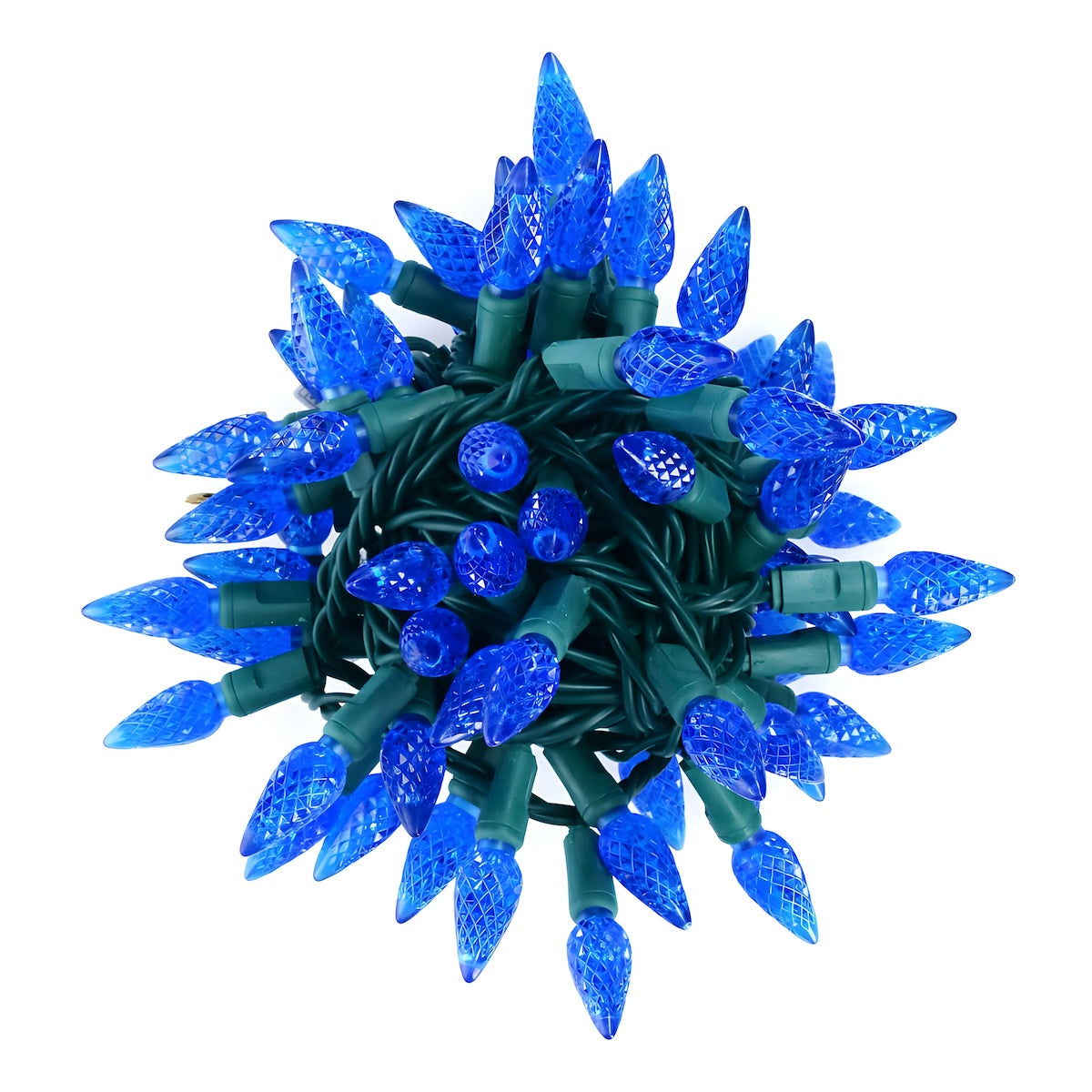 C6 Blue LED Christmas Lights 35 Bulbs 4’’ Spacing - Christmas Lights