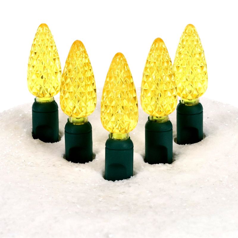 70 C6 Gold LED Christmas Lights, 4" Spacing