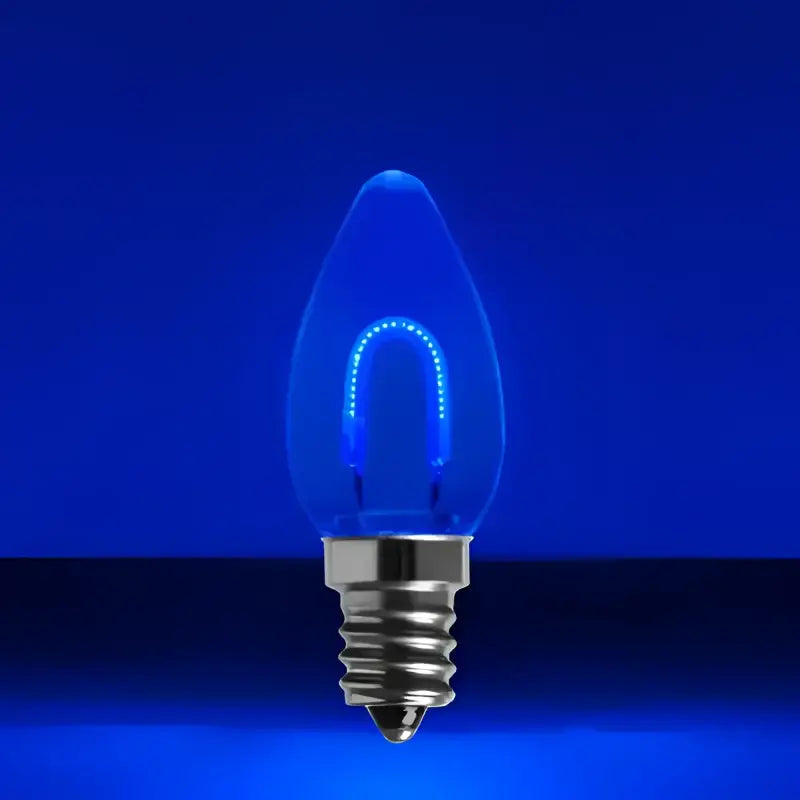 C7 Blue Transparent Shatterproof LED Filament Vintage Christmas Light Bulb Pack of 5 - Christmas Lights