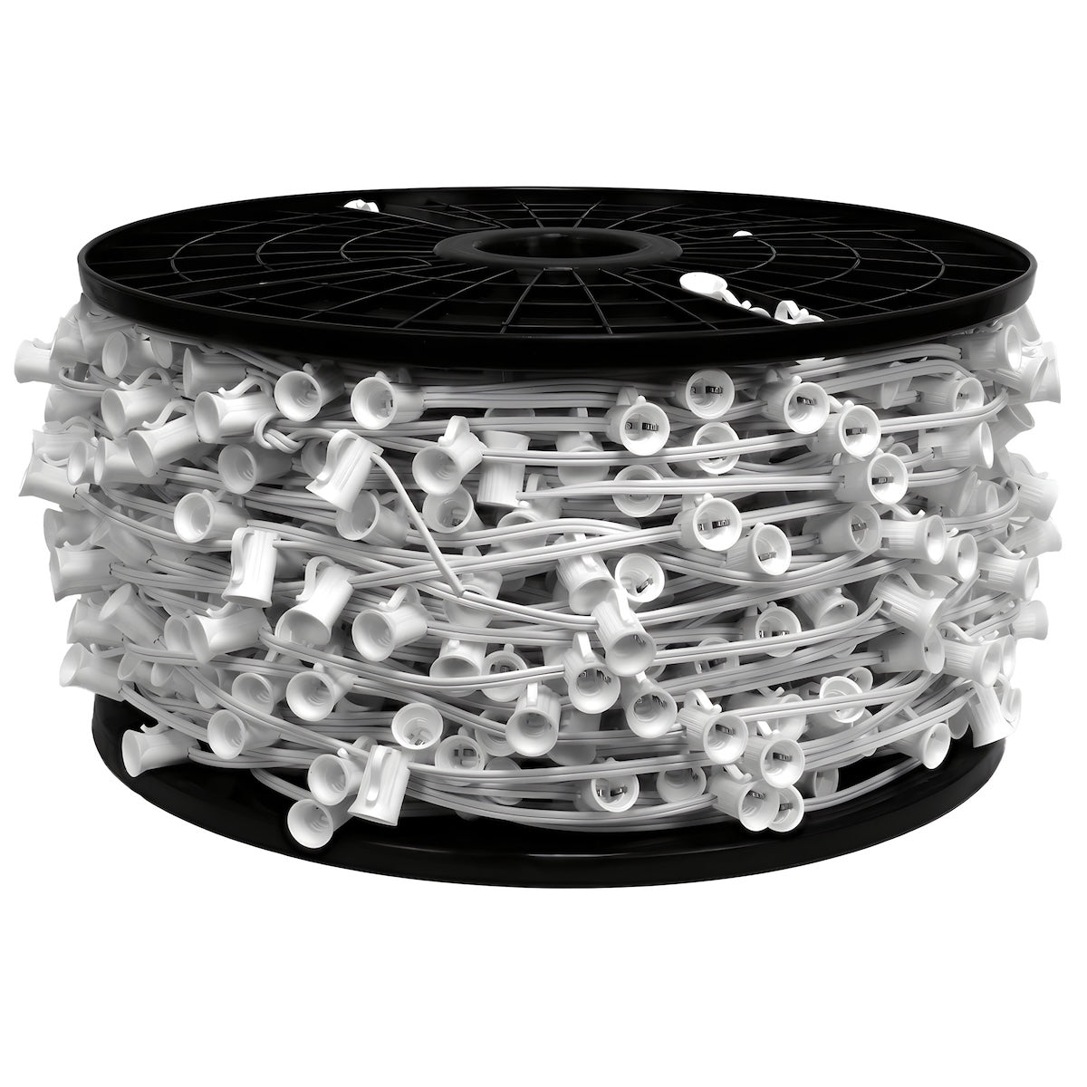 C7 Christmas Light Socket Spool Light Line 500’ 6’’ Spacing White Wire - Christmas Light Installation Accessories