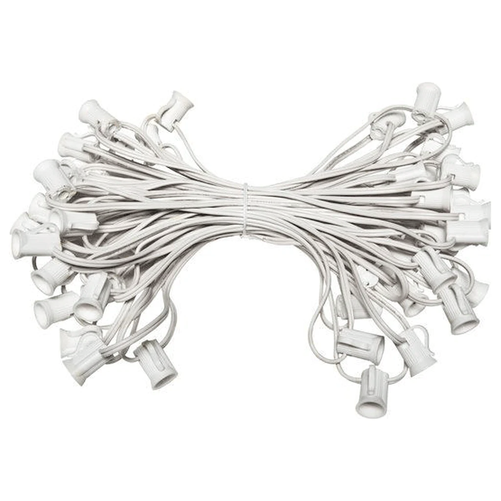 C7 Christmas Light Stringer 50’ 6’’ Spacing White Wire - Christmas Light Installation Accessories