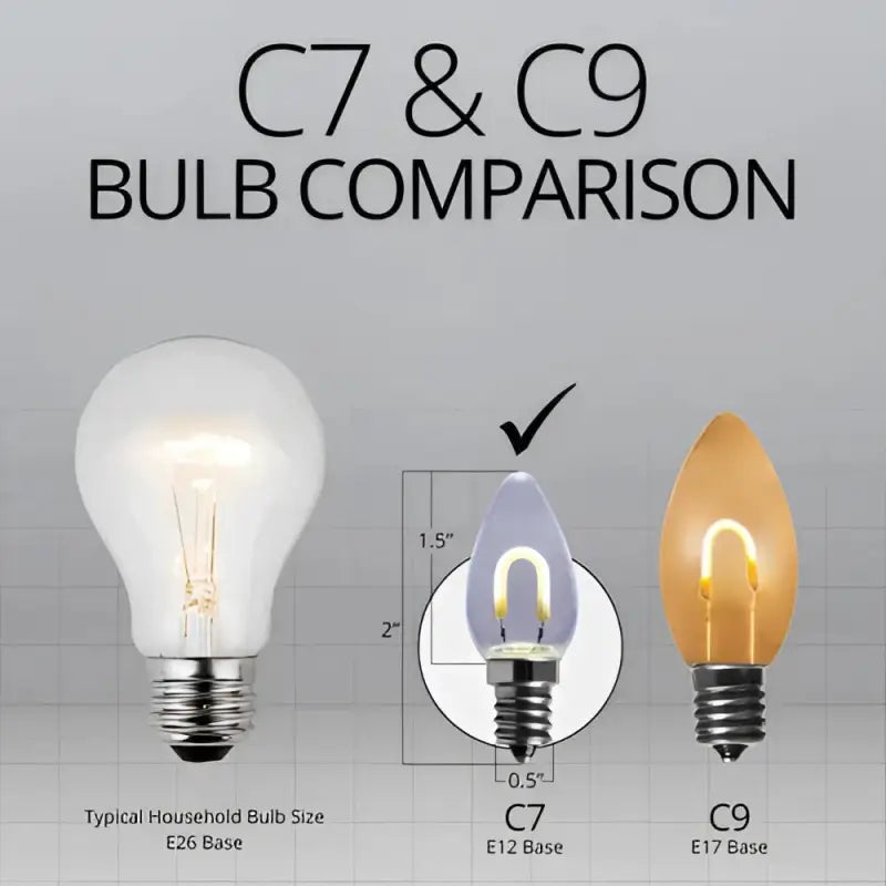 C7 Cool White Transparent Shatterproof LED Filament Vintage Christmas Light Bulb Pack of 5 - Christmas Lights