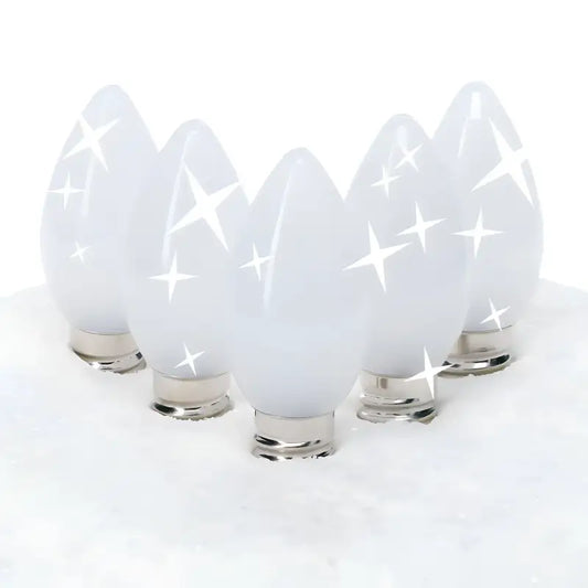 C7 Cool White Twinkle Smooth ProCore LED Christmas Light Bulbs - Christmas Lights
