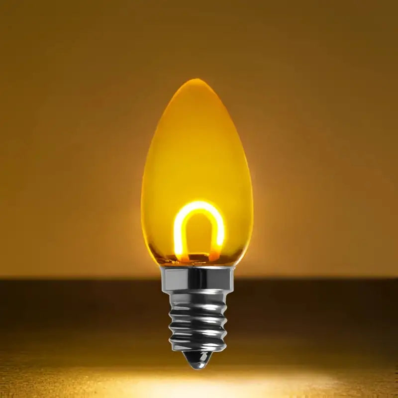 C7 Gold Transparent Shatterproof LED Filament Vintage Christmas Light Bulb Pack of 5 - Christmas Lights