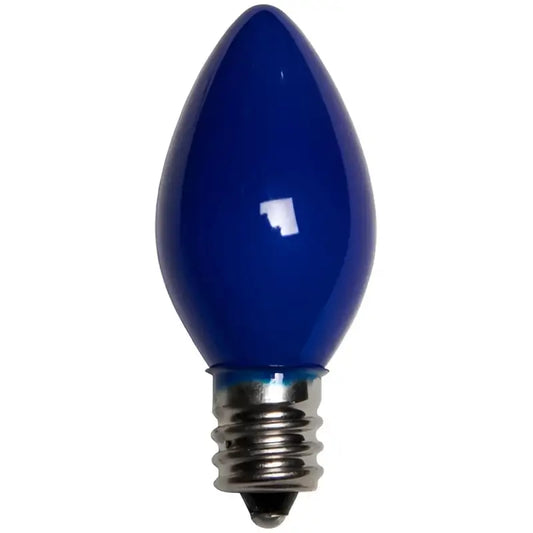 C7 Incandescent Christmas Light Bulbs Blue Opaque Pack of 25 - Christmas Lights