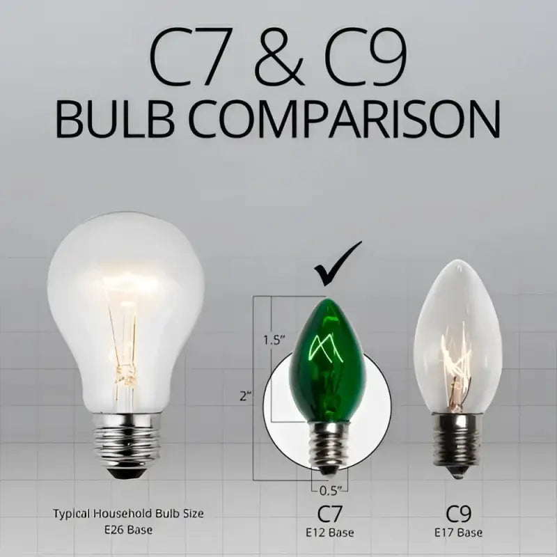 C7 Incandescent Christmas Light Bulbs Green TWINKLE Transparent Pack of 25 - Christmas Lights