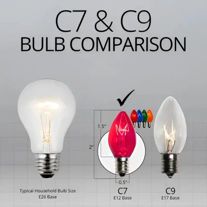 C7 Incandescent Christmas Light Bulbs Multicolor TWINKLE Transparent Pack of 25 - Christmas Lights