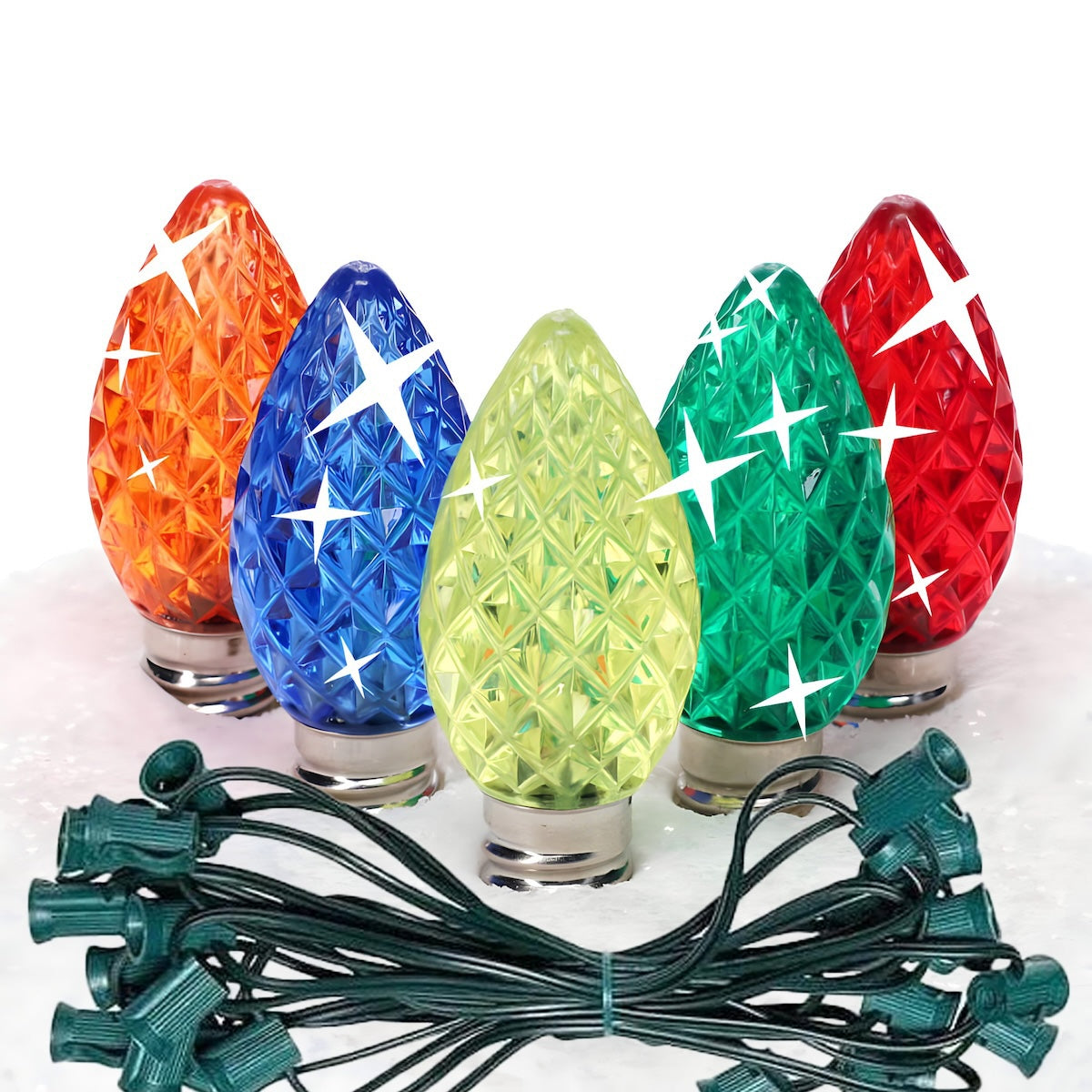 C7 Multicolor Twinkle ProCore LED Christmas Light Bulb String Light Set 25 Lights 25’ - Christmas Lights