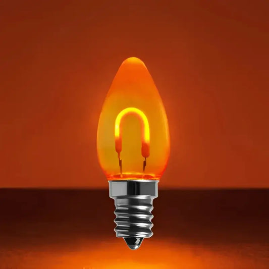 C7 Orange Transparent Shatterproof LED Filament Vintage Christmas Light Bulb Pack of 5 - Christmas Lights