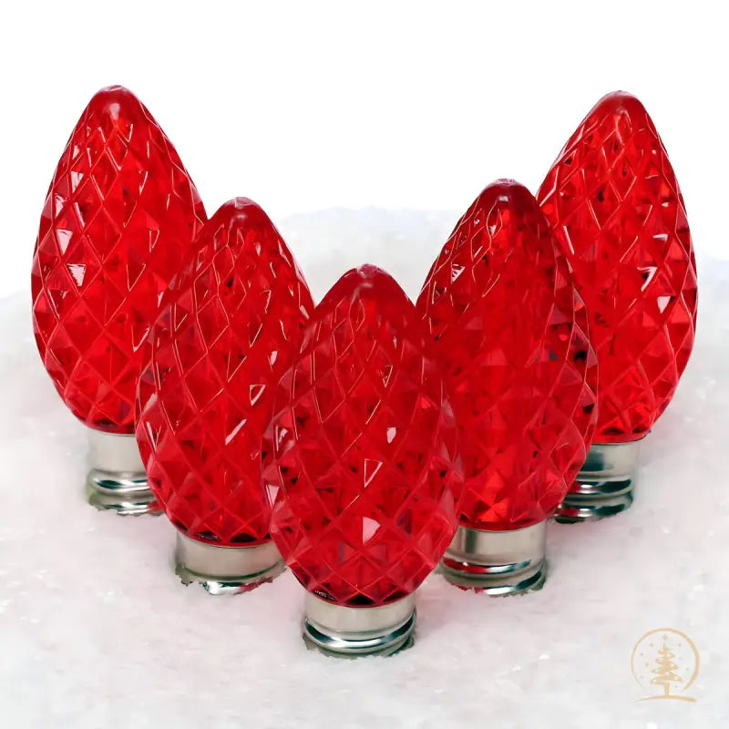 C7 Red ProCore LED Christmas Light Bulbs Faceted Pack of 25 - Christmas Lights