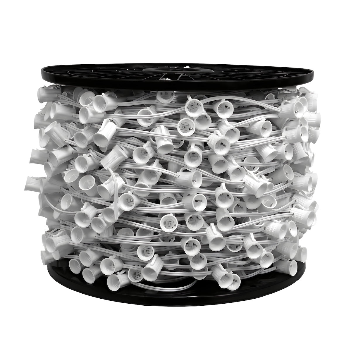 C9 Christmas Light Socket Spool Light Line 500’ 12’’ Spacing White Wire - Christmas Light Installation Accessories