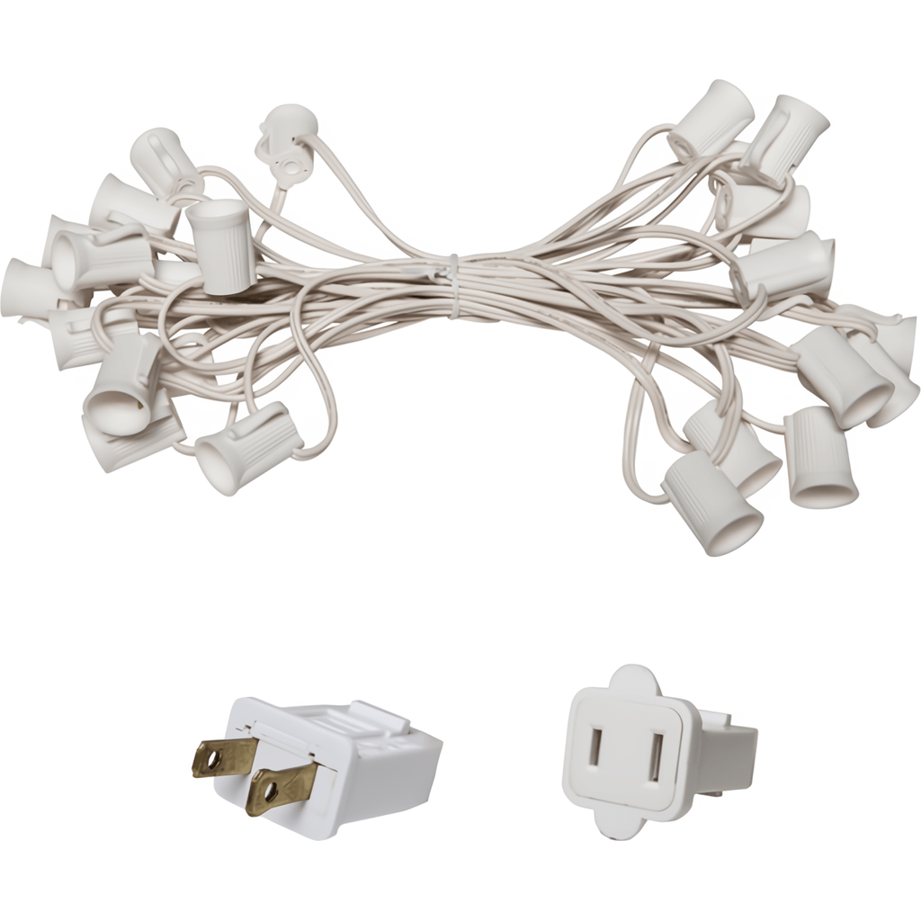 C9 Christmas Light Stringer 25’ 12’’ Spacing White Wire - Christmas Light Installation Accessories
