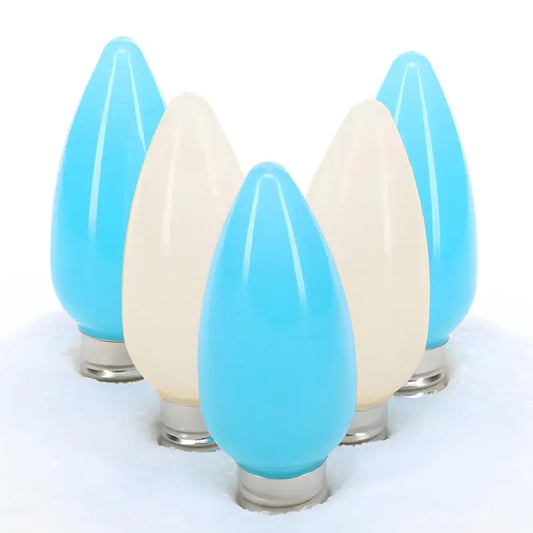 C9 ColorSplash Blue Taffy Warm White Teal Smooth LED Christmas Light Bulbs - Christmas Lights