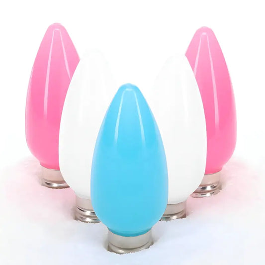 C9 ColorSplash Cotton Candy Teal Cool White Pink Smooth LED Christmas Light Bulbs - Christmas Lights